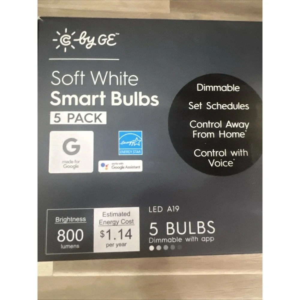 C By Ge Soft White Smart Bulbs Led A19  9.5W Light Bulbs 60W Equivalent 5 Pack